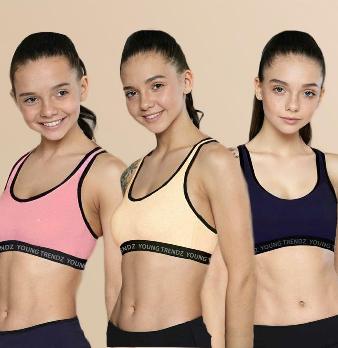 Young Trendz Girls Non Padded Combo Sports Bra(Pack of 3) - Young Trendz