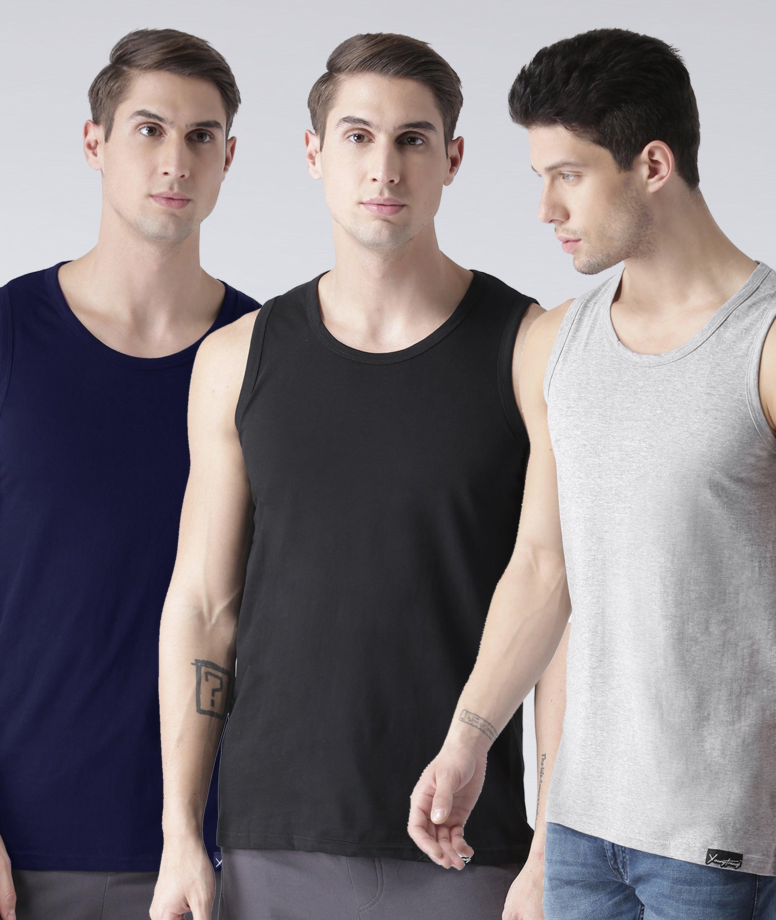 Mens Plain Sleeveless Combo Tshirt - Young Trendz