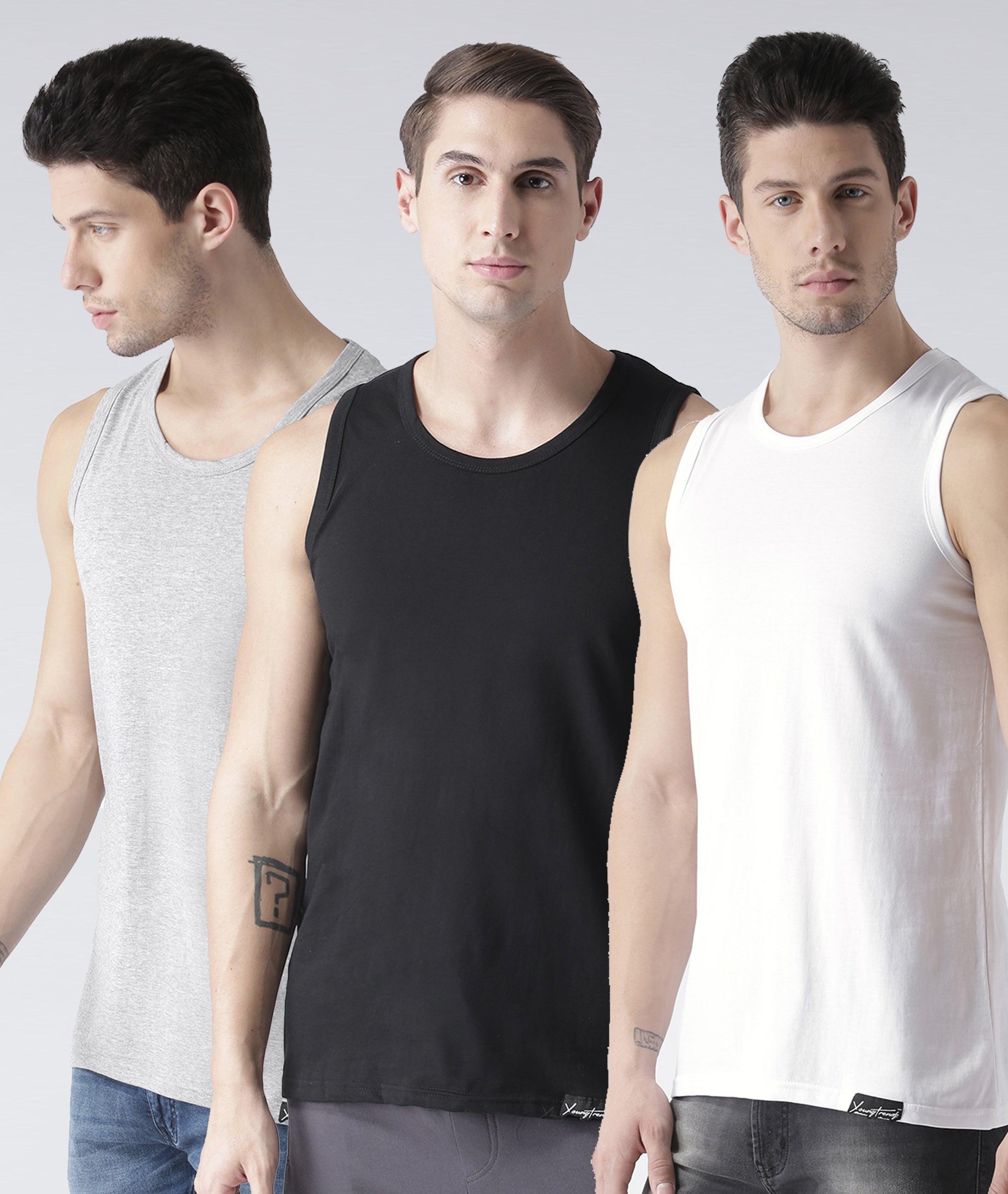 Mens Plain Sleeveless Combo Tshirt - Young Trendz