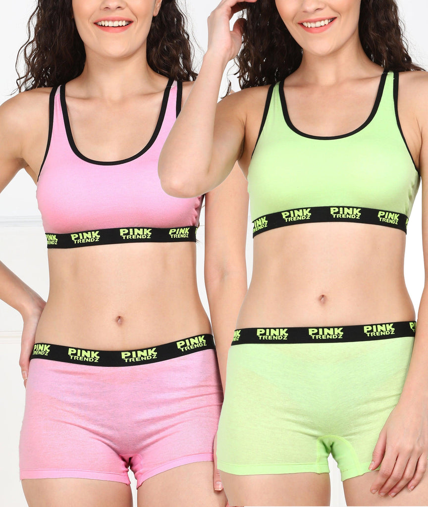 Womens Non Padded PinkTrendz Combo Sports Bra - Young Trendz