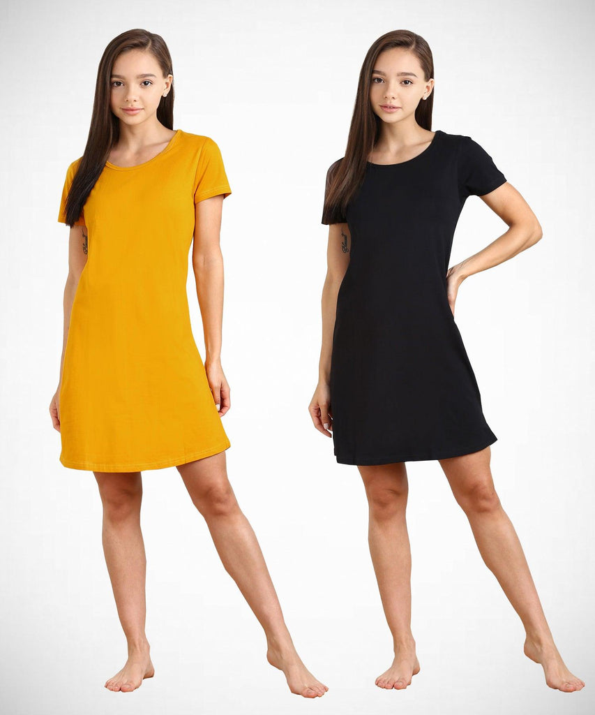 Girls Plain Half sleeve Combo Night Dress - Young Trendz