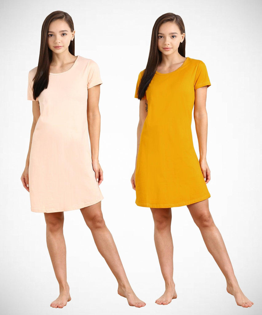 Girls Plain Half sleeve Combo Night Dress - Young Trendz