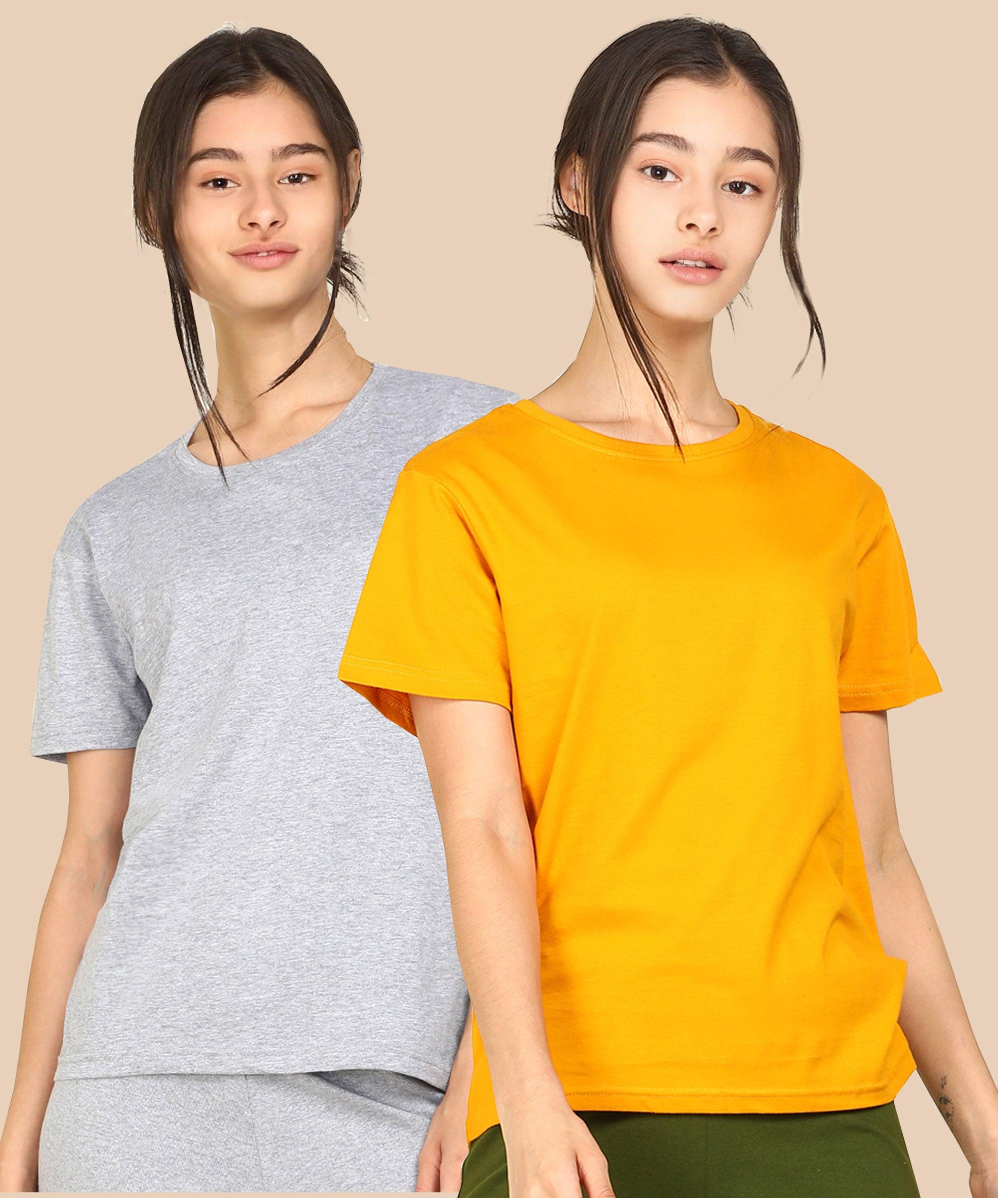 Girls Regular Fit Solid Combo Tshirt - Young Trendz