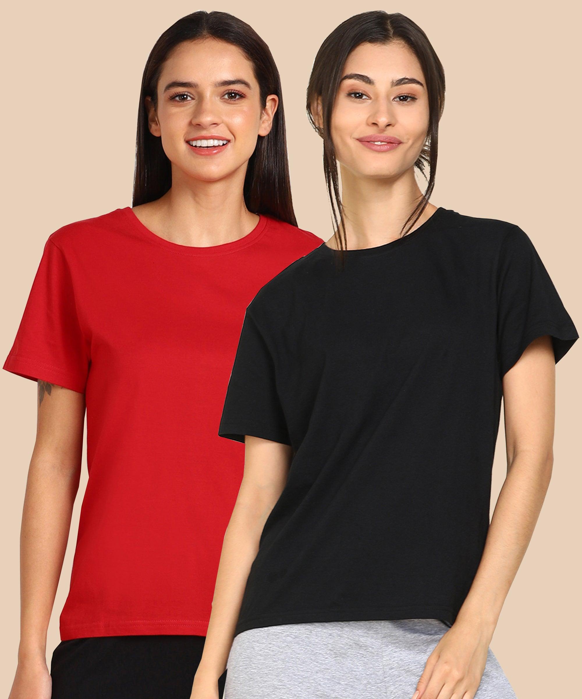 Womens Regular Fit Combo Solid Tshirt - Young Trendz