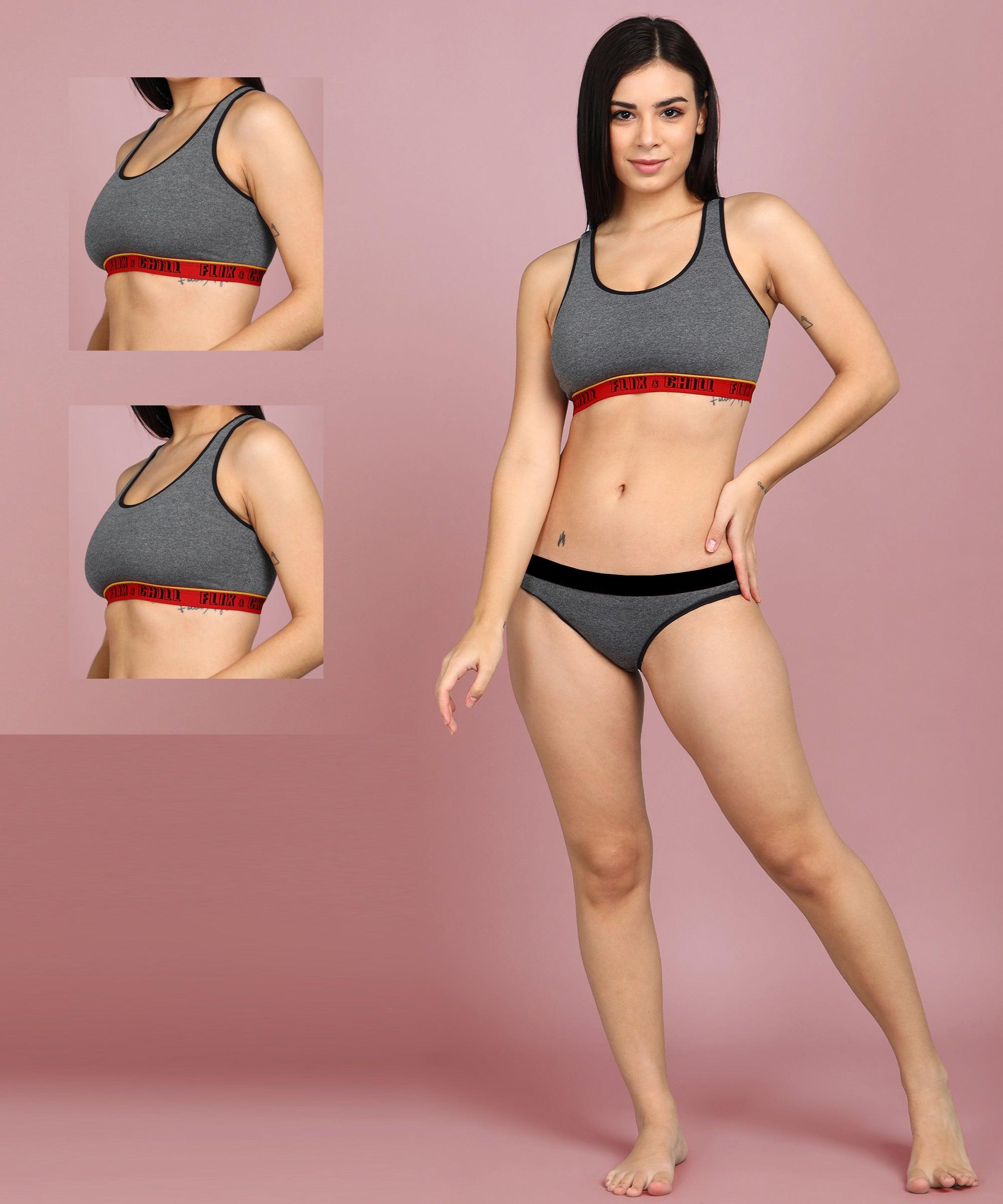 Womens Non Padded FLIXCHILL Combo Sports Bra (Pack of 2) - Young Trendz