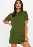 Women Sleeve striped Night Dress - Knee Length Combo (WHITE&OLIVE) - Young Trendz