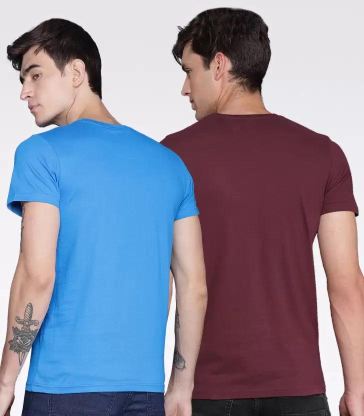 Young Trendz Mens Printed round neck Halfsleeve tshirt ( BLUE & MAROON) - Young Trendz