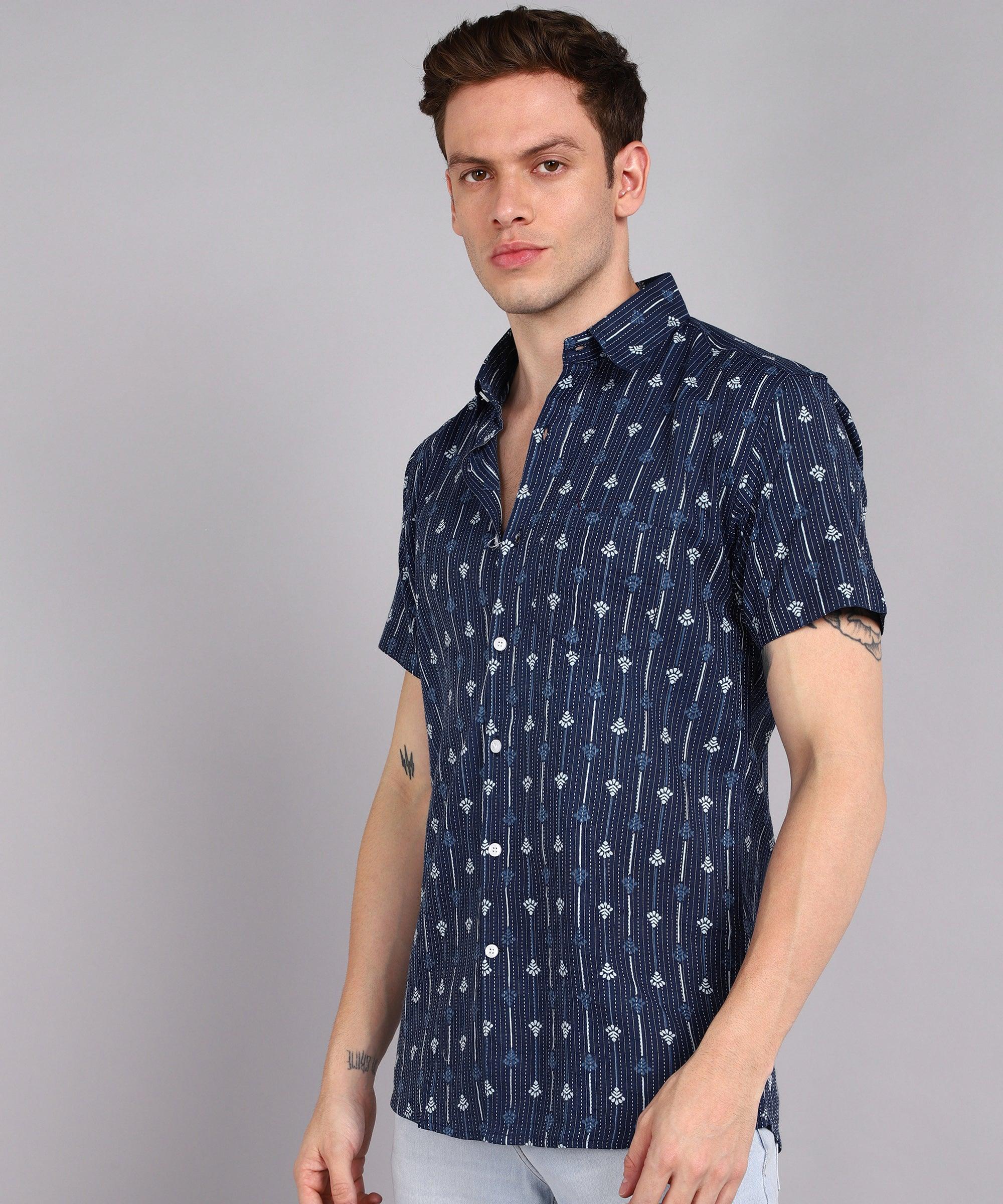 Mens Half Sleeve Casual Printed Shirt - Young Trendz