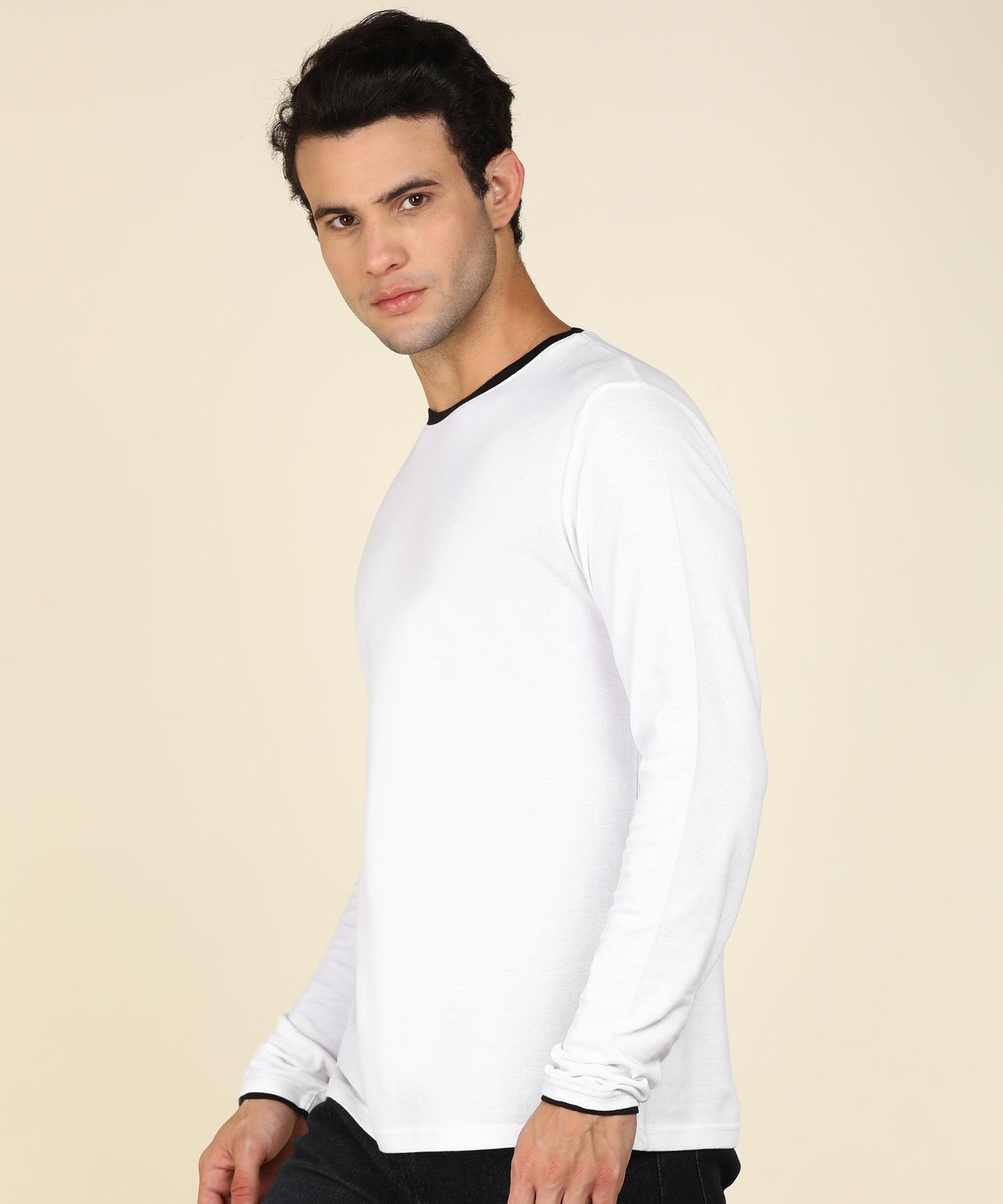 Mens Contrast Crew Neck Full Sleeve T-Shirts - Young Trendz