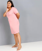 Womens Solid Plus Size Night Dress (Pink) - Young Trendz