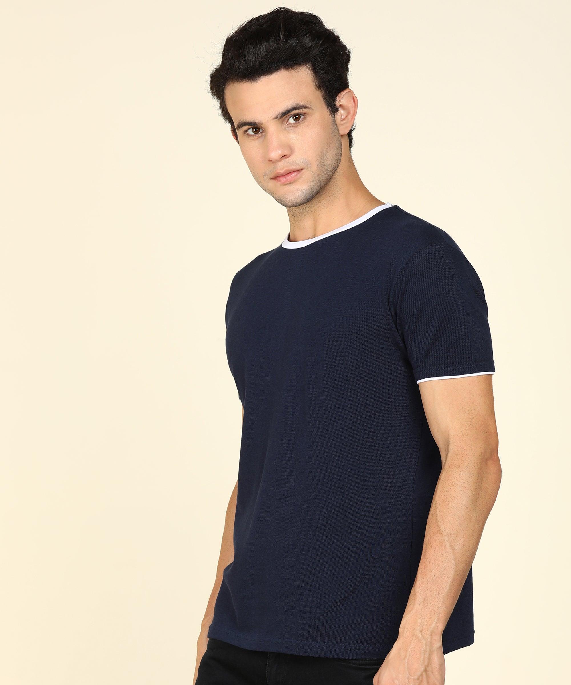 Mens Contrast Crew Neck Half Sleeve T-Shirts - Young Trendz