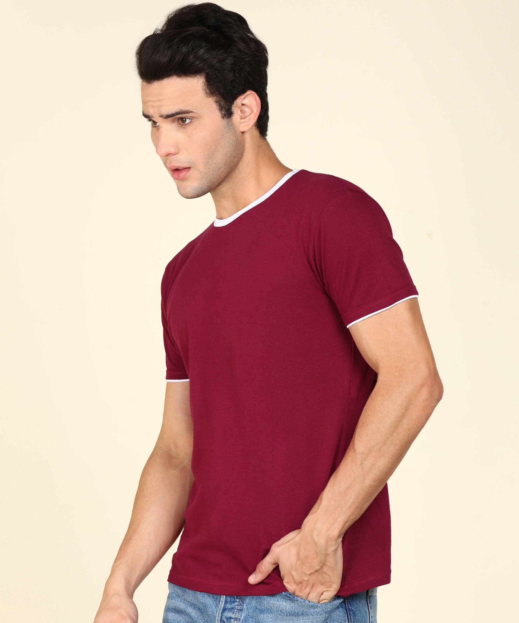 Mens Contrast Crew Neck Half Sleeve T-Shirts - Young Trendz