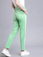 Women Striped Light Green Track Pants - Young Trendz