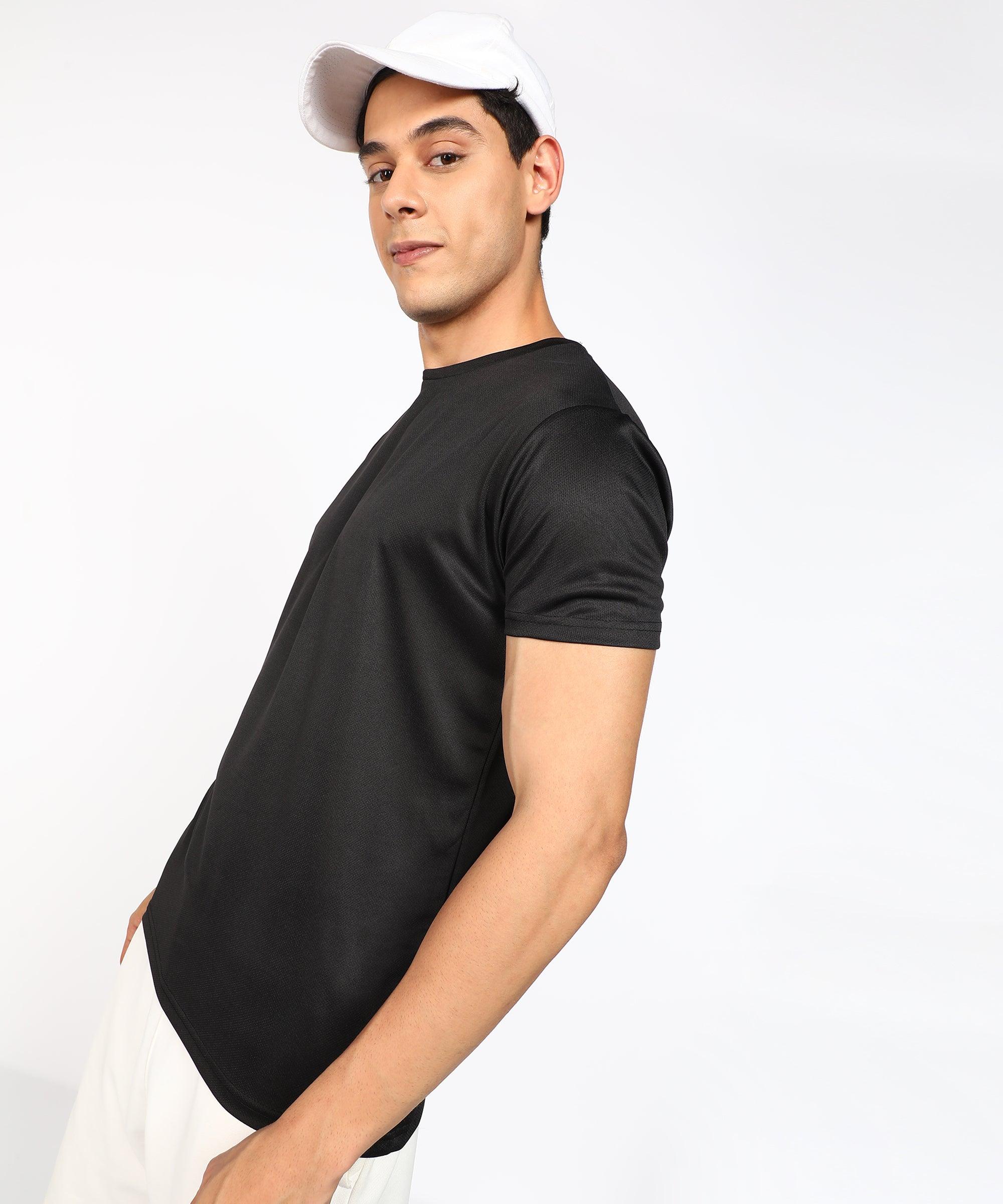 Mens Dry-Fit Sports T.shirt (Black) - Young Trendz