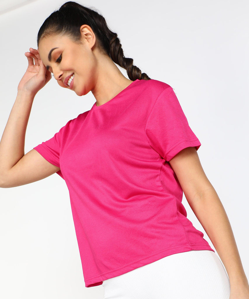 Womens Dry-Fit Sports T.shirt (Pink) - Young Trendz