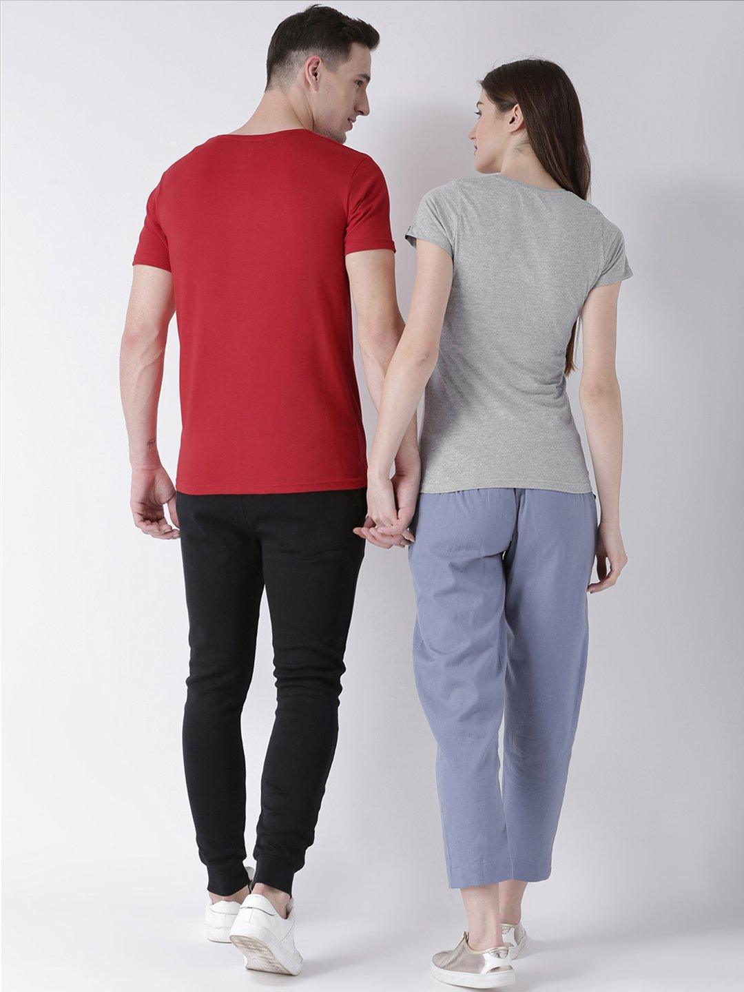 Minions Printed Red(Men) Grey(Women) Color Printed Couple Tshirts - Young Trendz