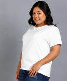 Womens Plus Size Solid Round Neck T.shirt (White) - Young Trendz