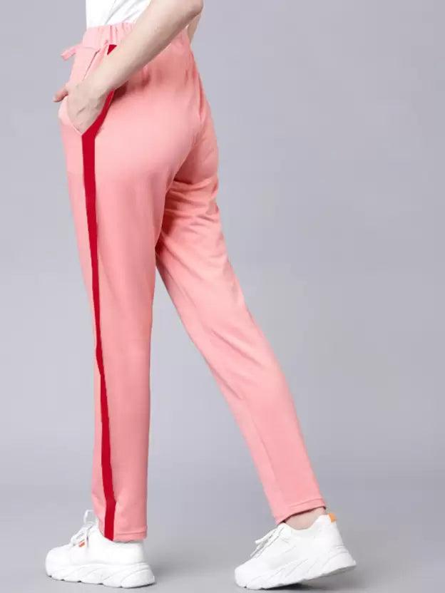 Women Striped Pink Track Pants - Young Trendz