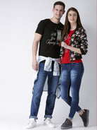 Marry me Printed Half Sleeve Black(Men) red(Women) Color Printed Couple Tshirts - Young Trendz