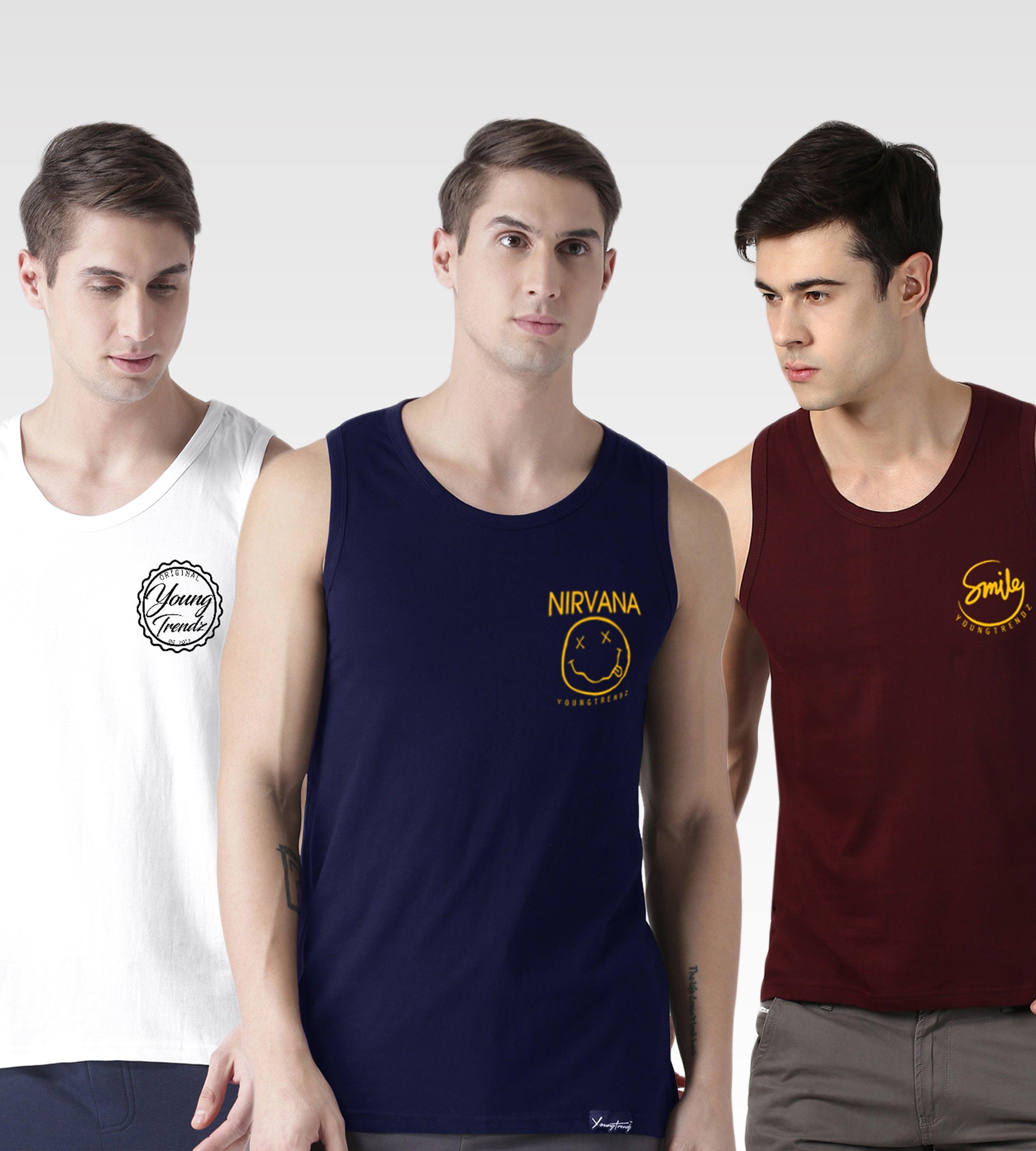 Mens Printed Sleeveless Combo Tshirt - Young Trendz