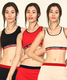 Womens Non Padded Love Elastic Combo Sports Bra - Young Trendz