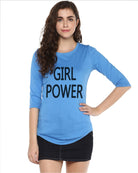 Womens 34U Girlpower Printed sblue Color Tshirts - Young Trendz