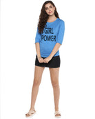 Womens 34U Girlpower Printed sblue Color Tshirts - Young Trendz