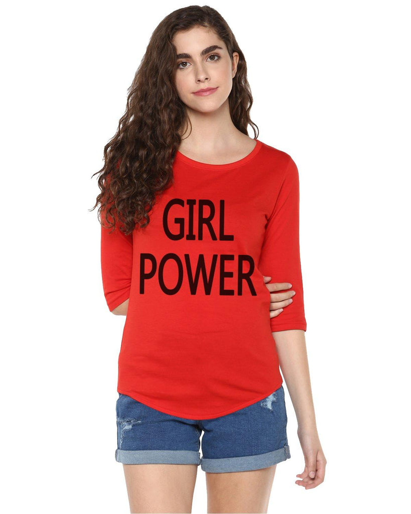 Womens 34U Girlpower Printed Red Color Tshirts - Young Trendz