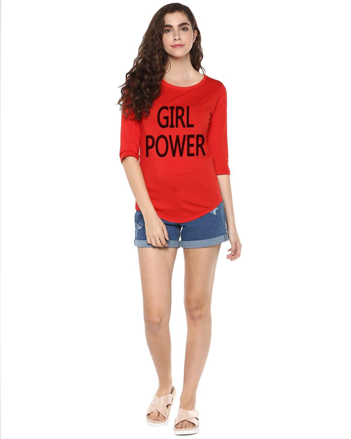 Womens 34U Girlpower Printed Red Color Tshirts - Young Trendz