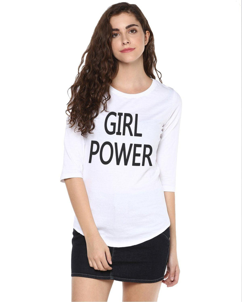 Womens 34U Girlpower Printed White Color Tshirts - Young Trendz