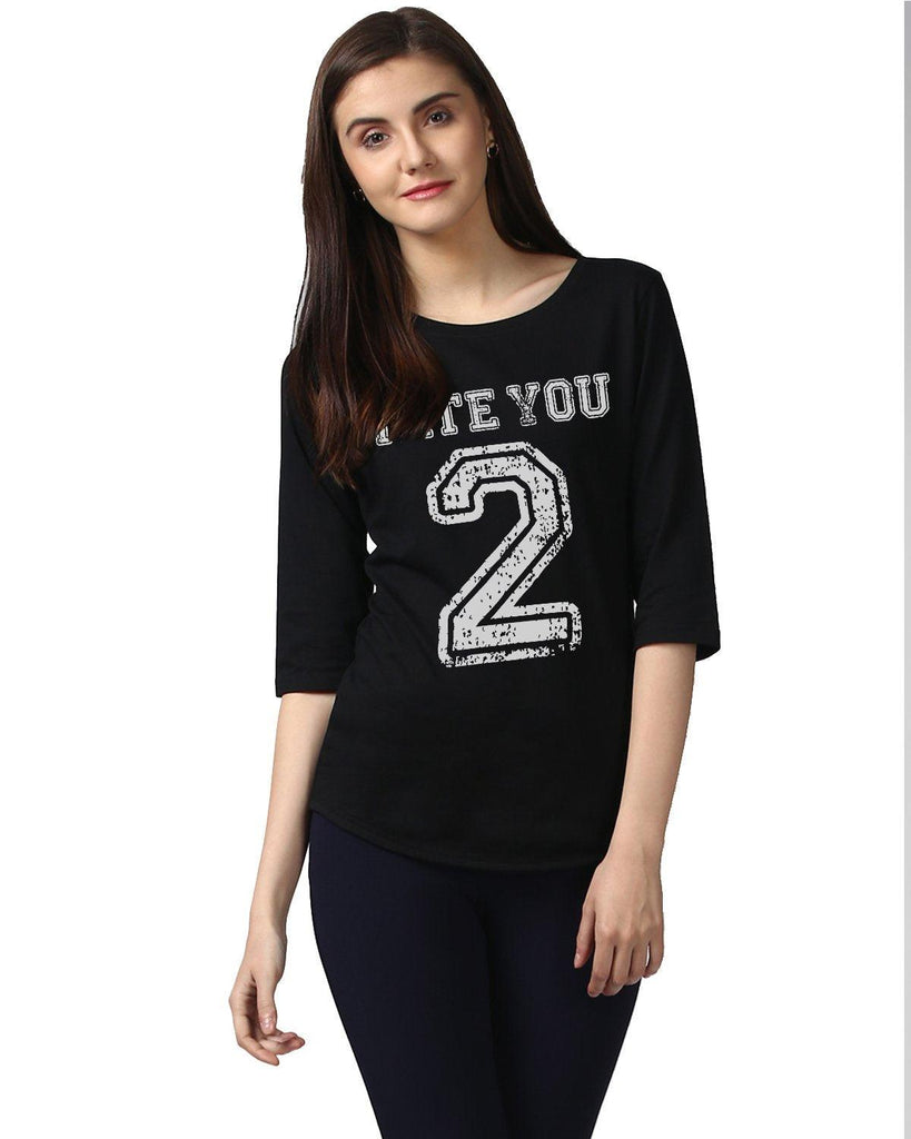 Womens 34U Hateyou2 Printed Black Color Tshirts - Young Trendz