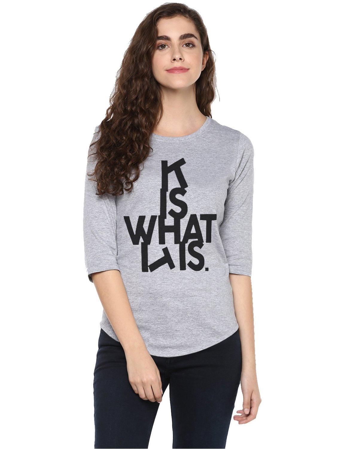 Womens 34U ITIS Printed Grey Color Tshirts - Young Trendz