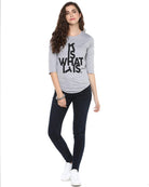 Womens 34U ITIS Printed Grey Color Tshirts - Young Trendz