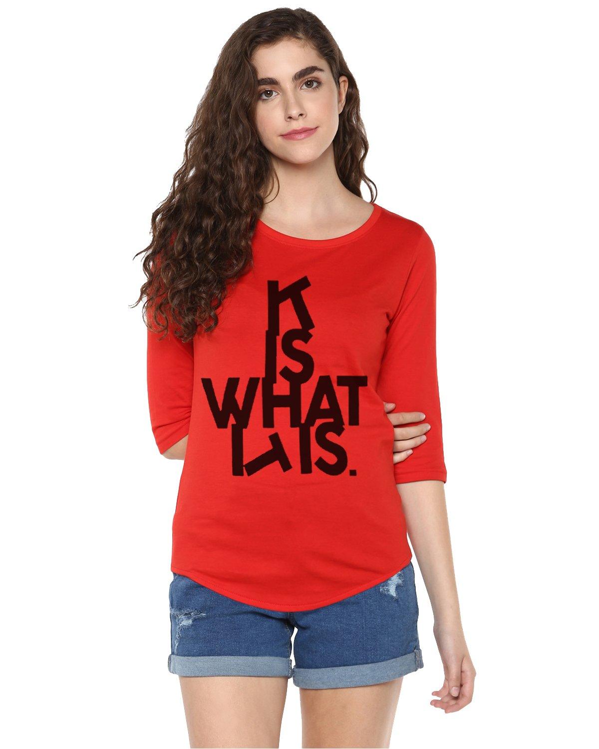 Womens 34U ITIS Printed Red Color Tshirts - Young Trendz