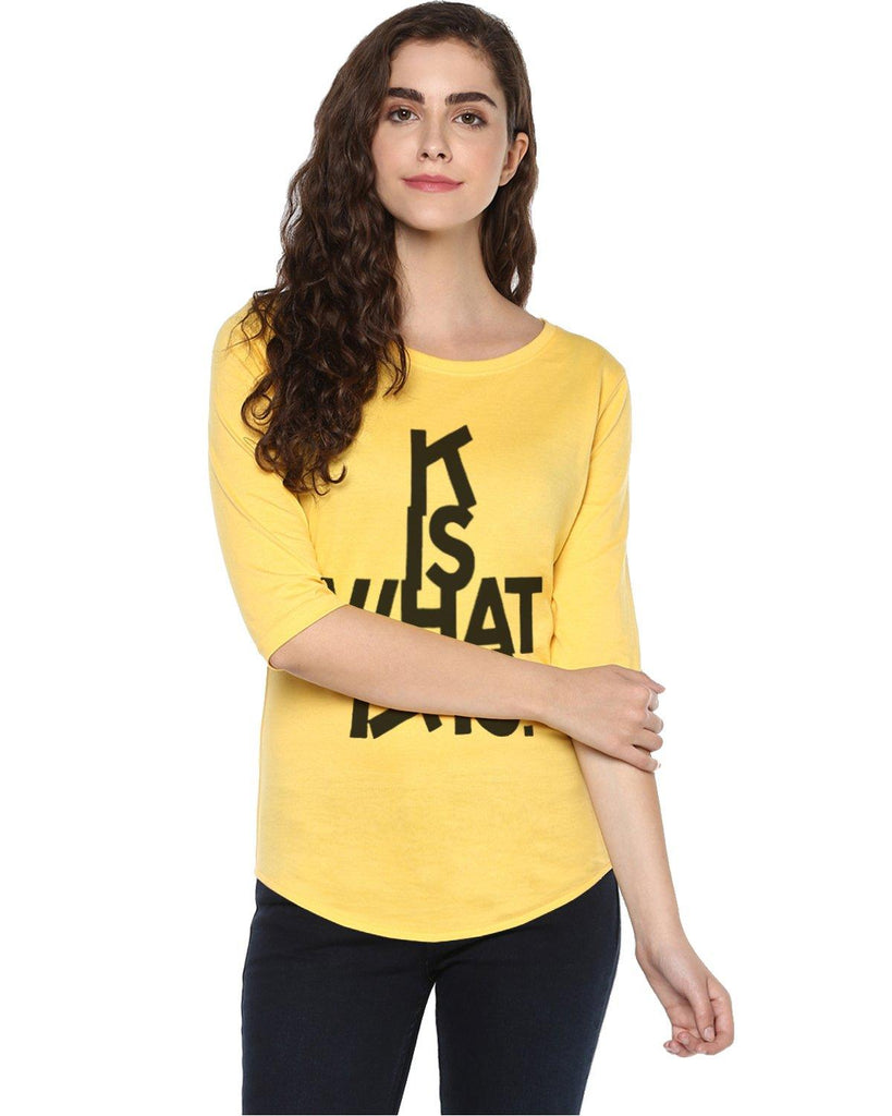 Womens 34U ITIS Printed Yellow Color Tshirts - Young Trendz