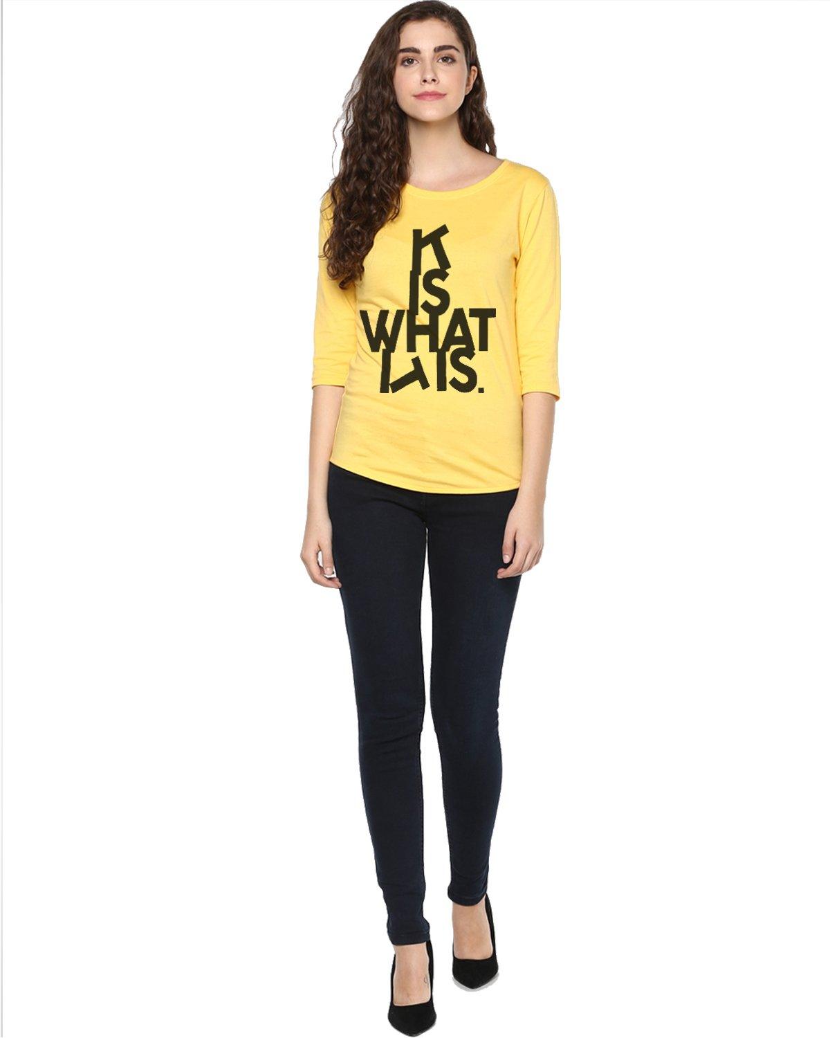 Womens 34U ITIS Printed Yellow Color Tshirts - Young Trendz