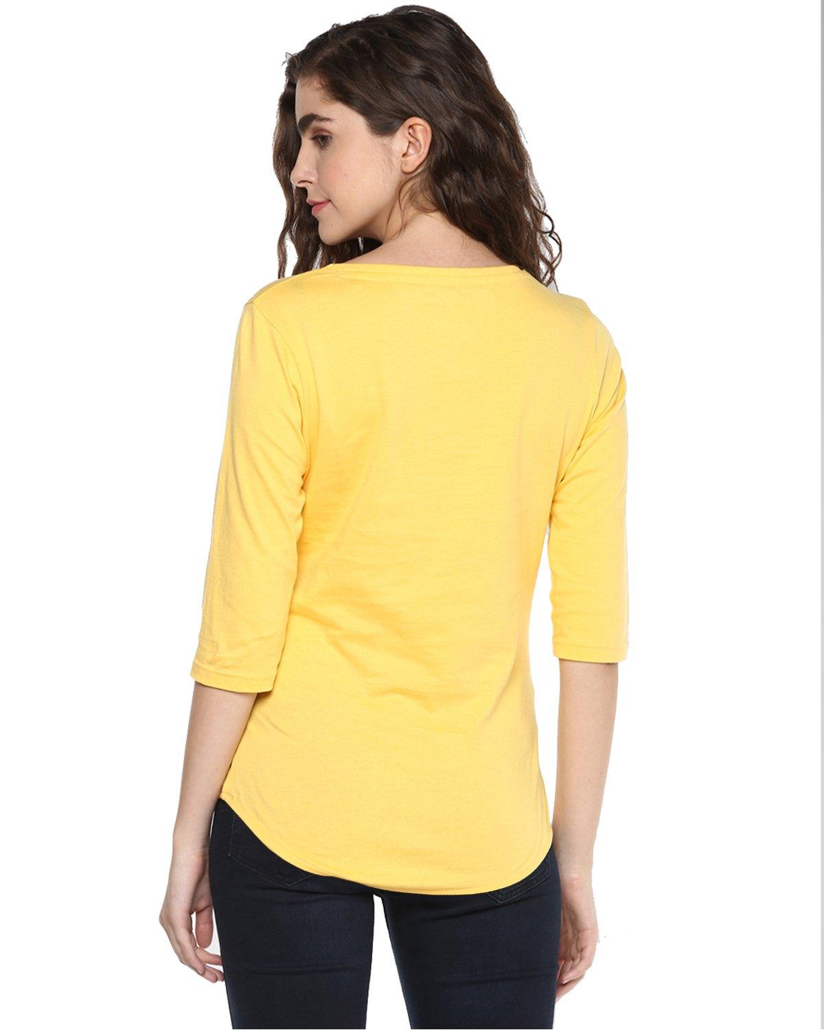 Womens 34U ITIS Printed Yellow Color Tshirts - Young Trendz