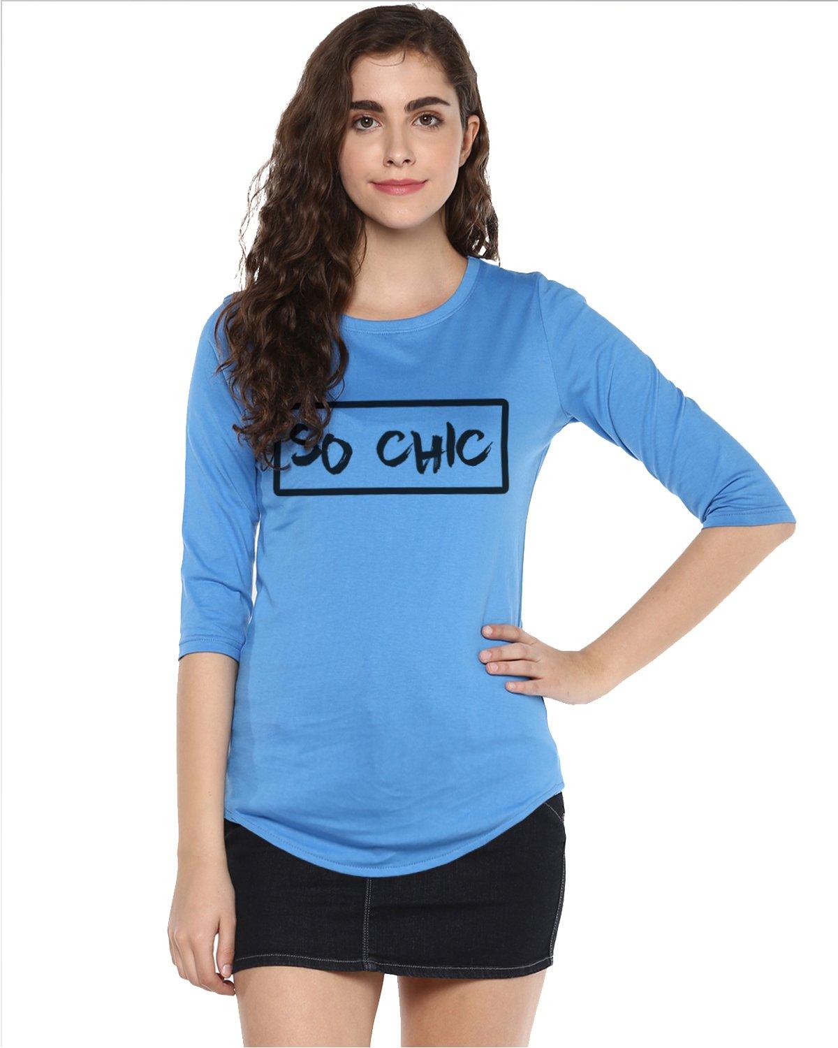 Womens 34U Sochic Printed Sblue Color Tshirts - Young Trendz