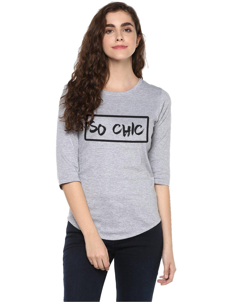 Womens 34U Sochic Printed Grey Color Tshirts - Young Trendz