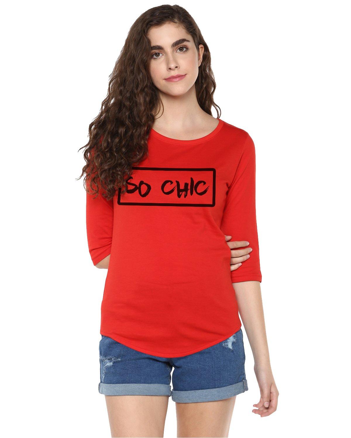 Womens 34U Sochic Printed Red Color Tshirts - Young Trendz