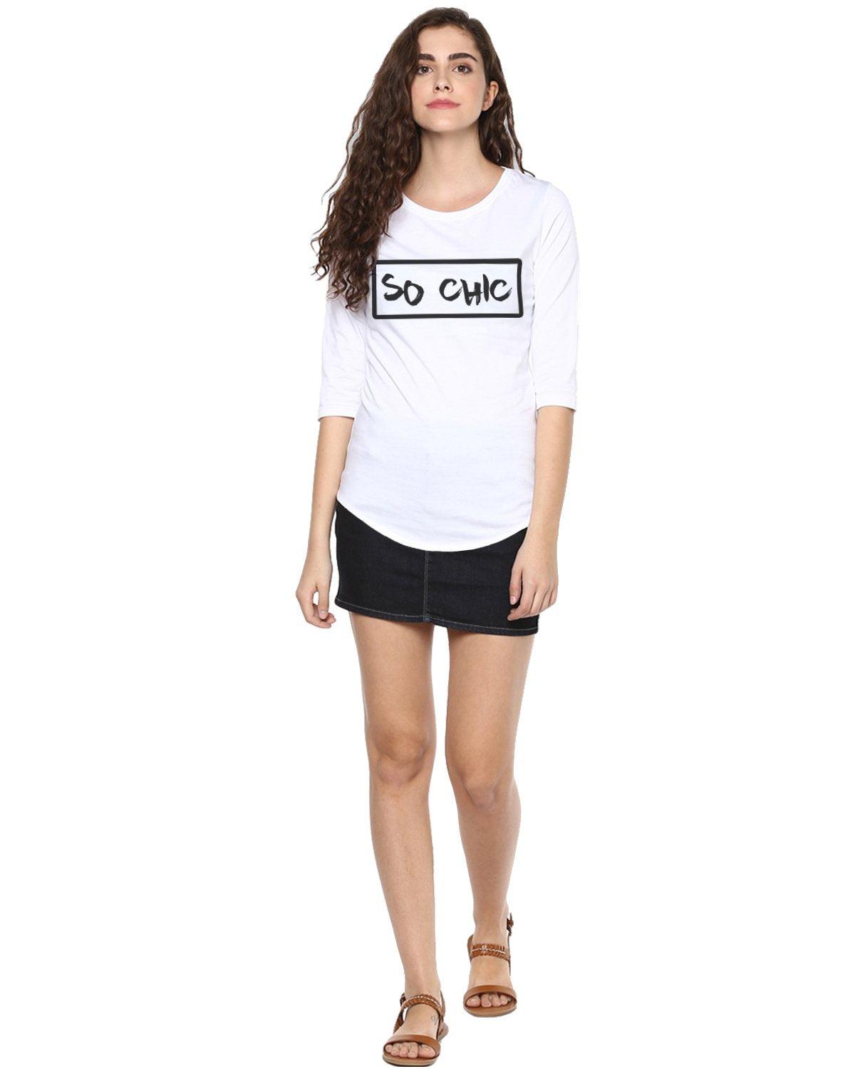 Womens 34U Sochic Printed White Color Tshirts - Young Trendz