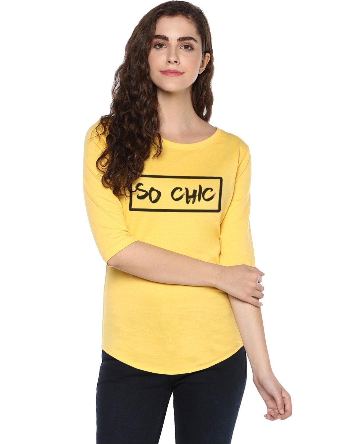 Womens 34U Sochic Printed Yellow Color Tshirts - Young Trendz