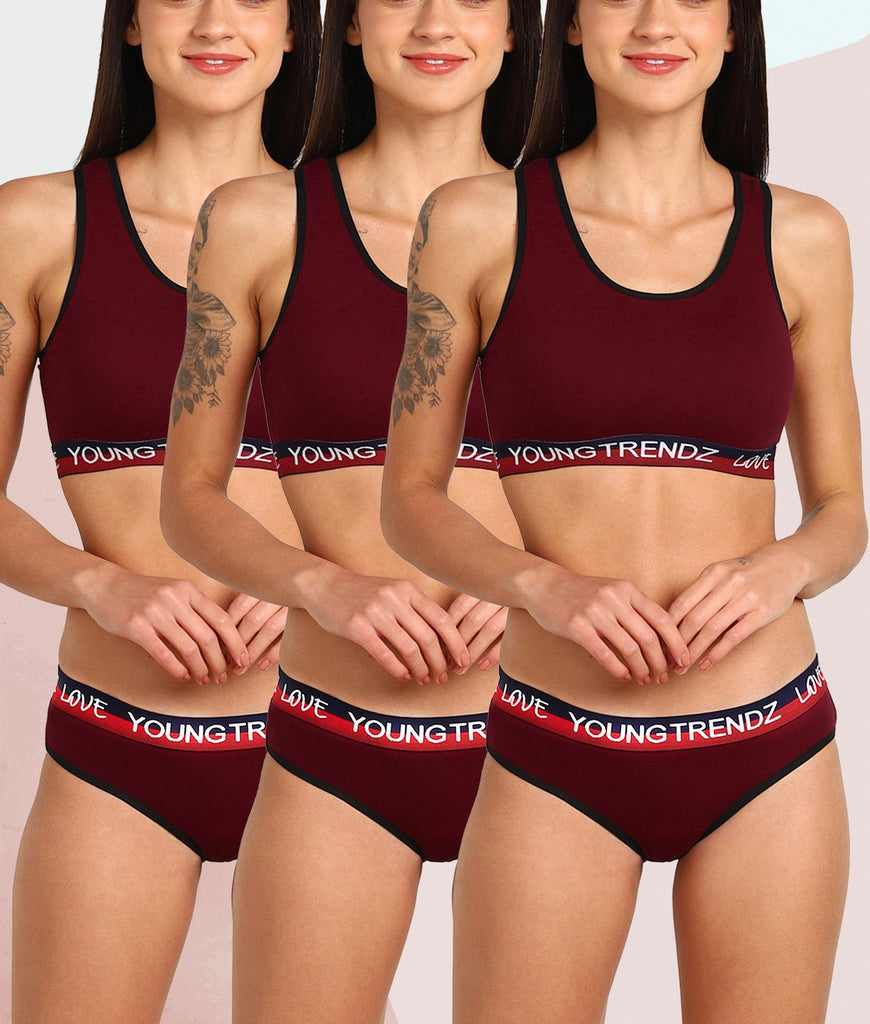 Young Trendz Women Love Elastic Combo Hipster -3pcs Pack - Young Trendz