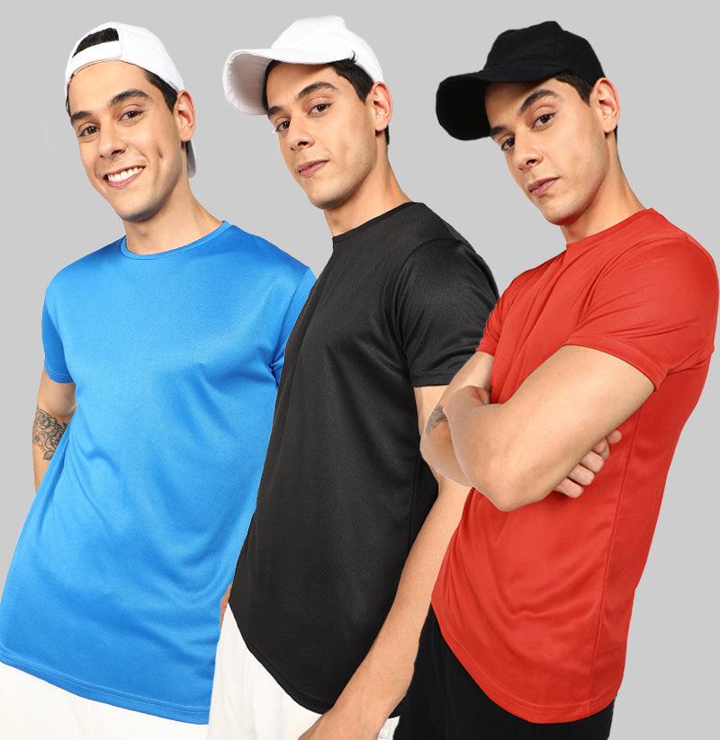 Mens Dry-Fit Sports Combo T.shirt (Blue,Black,Red) - Young Trendz