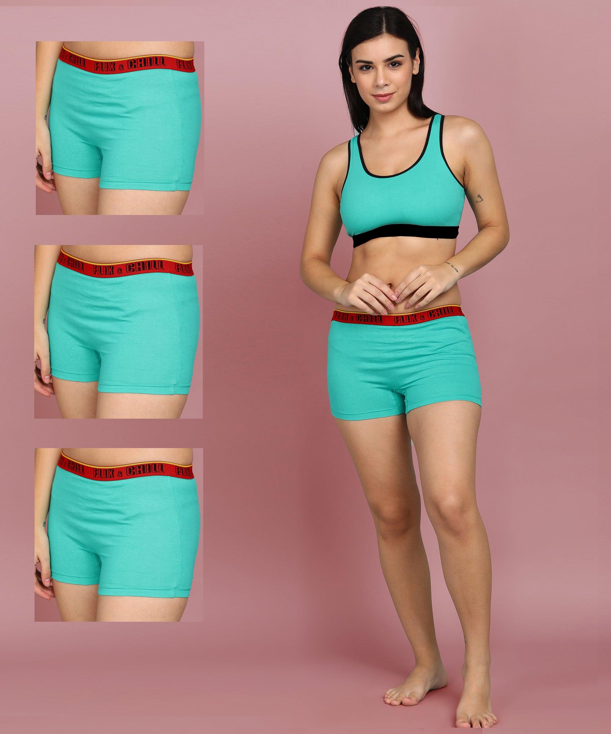 Womens FLIXCHILL Boys Shorts 3Combo (Mint Green) - Young Trendz