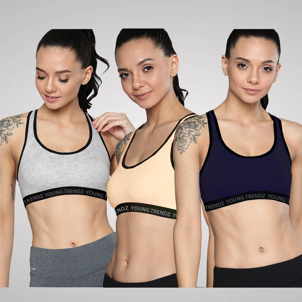 Womens Nonpadded Combo Sports Bra - Young Trendz