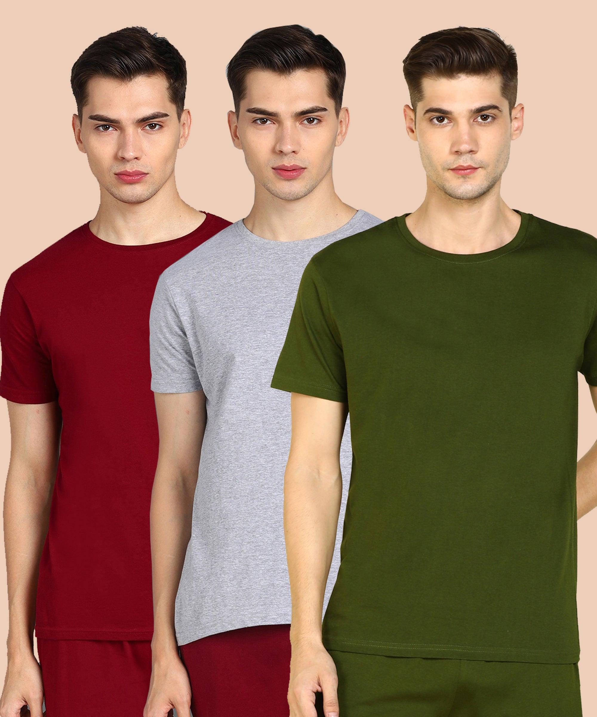 Young Trendz Men Halfsleeve Combo Solid Tshirt - Young Trendz