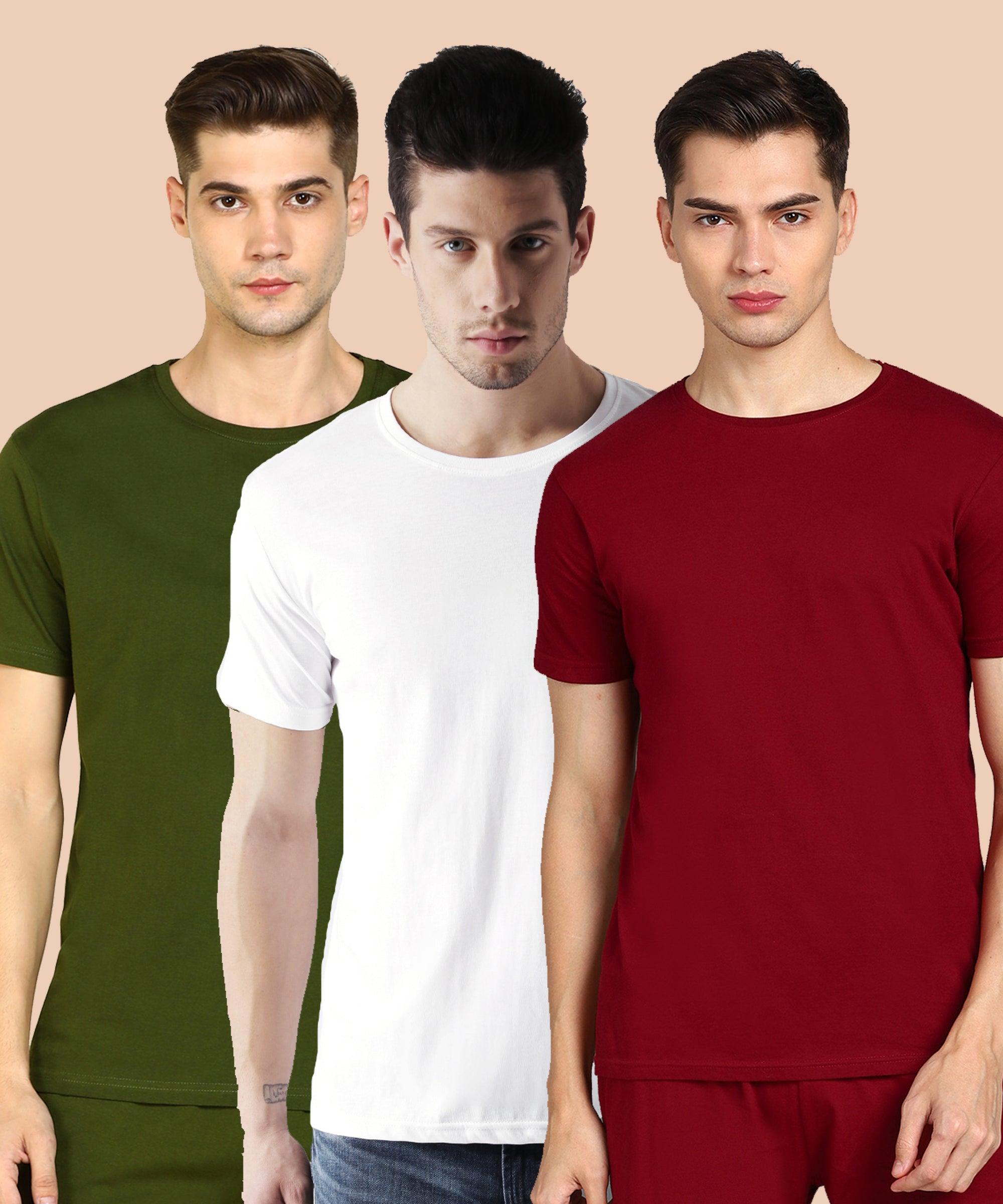 Young Trendz Men Halfsleeve Combo Solid Tshirt - Young Trendz