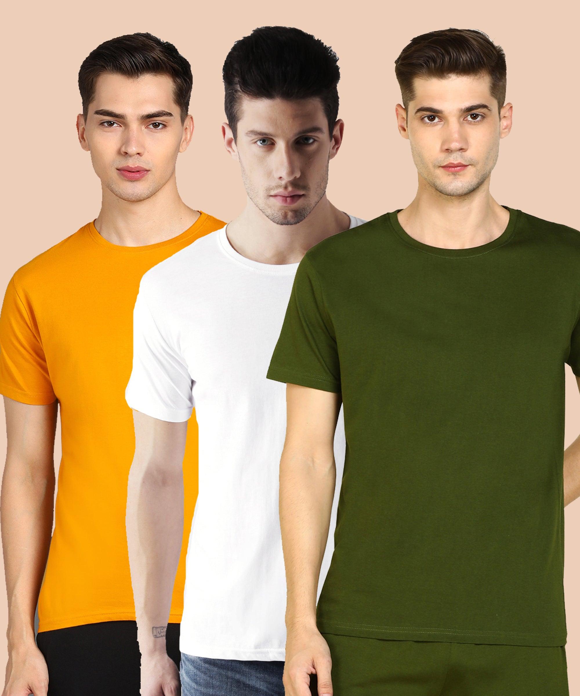 Young Trendz Men Halfsleeve Combo Solid Tshirt - Young Trendz