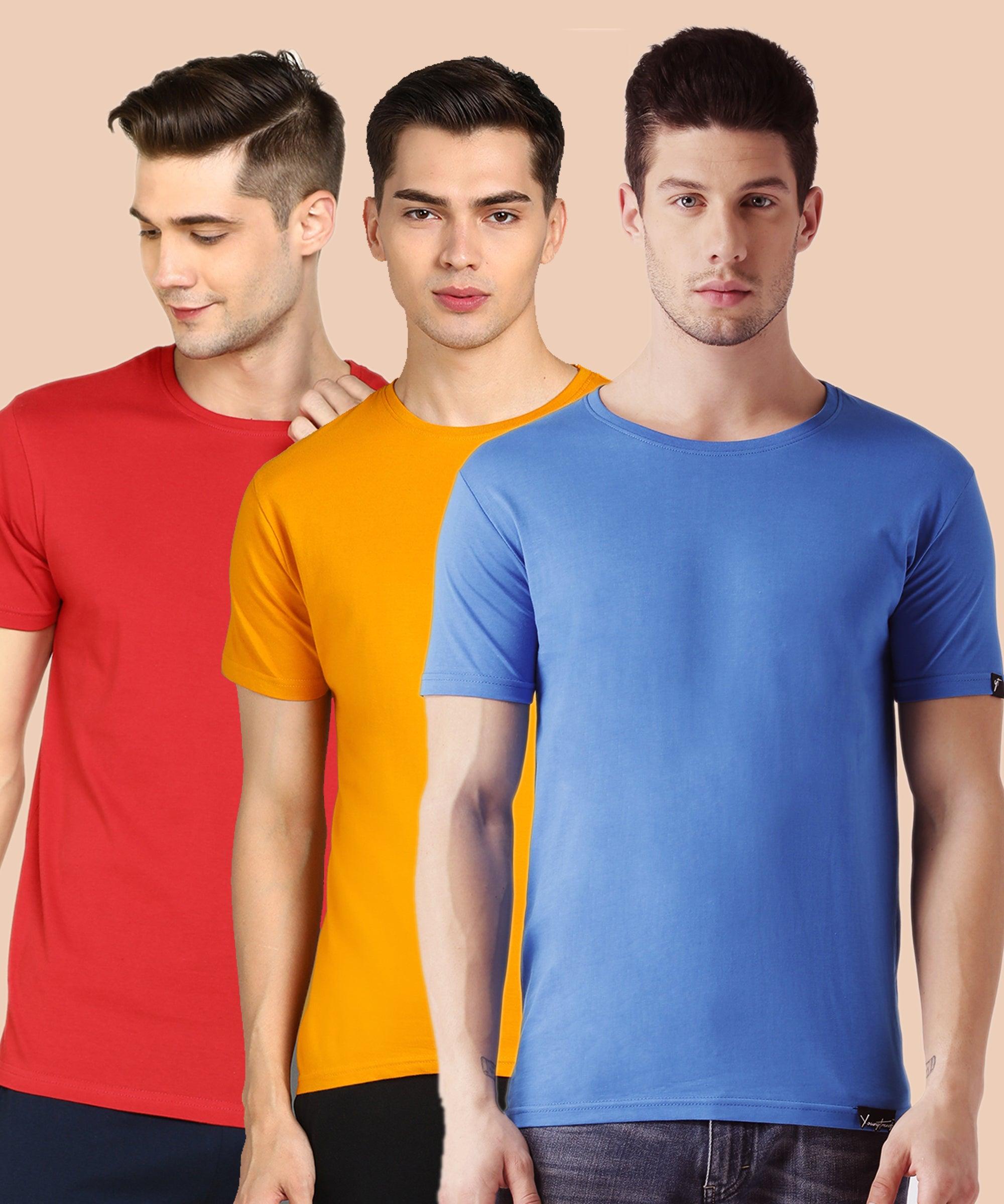 Young Trendz Men Halfsleeve Combo Solid Tshirt - Young Trendz